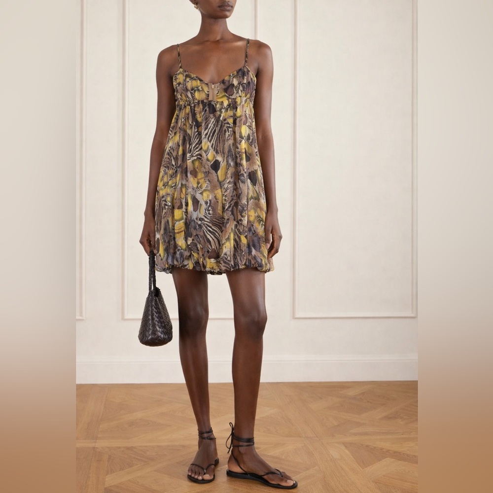 Marciano Abstract Animal Print Silk Mini Dress M